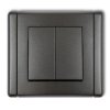 FLEXI Wyłącznik podwójny świecznikowy zwierny przycisk (dwa klawisze bez piktogramów wspólne zasilanie) grafitowy 11FWP-44.1 KAR
