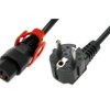 Kabel połączeniowy zasilający z blokadą IEC LOCK+ Schuko kątowy/C13 prosty M/Ż 2m czarny IEC-EL332S
