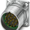 Flange plug, M23, 16 pole, crimp connection, ONECLICK quick locking system, straight, 1681134