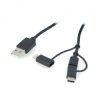 Przewód Lanberg Combo 3w1 USB typ A - microUSB + USB typ C 2.0 + lightning - czarny - 1,8m