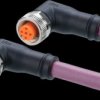 Sensor actuator cable, M12 cable plug, angled, A to M12 cable socket, angled, A, 5 pole/5 pole, 0.3 m, PUR, purple, 4 A, EVCA53