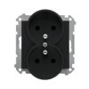 SIMON 55 Gniazdo podwójne z uziemieniem z przesłonami szybkozłącza czarny mat TGZ2MCZ.01/149 KONTAKT SIMON