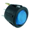 Blue illuminated Round Rocker Switch SPST 12V 20A R13-112B-02