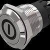 Vandal-proof pushbutton switch, silver, unlit , mounting Ø 19 mm, IP65/IP67, 82-5151.2000.B001