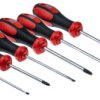 Zestaw wkrętaków RS PRO Phillips, płaska 6 szt. długość całkowita 165 mm (płaski), 180 mm (Phillips), 200 mm (płaski),