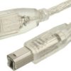 USB 2.0 adapter cable, USB plug type A to USB plug type B, 1.8 m, transparent, MIKROE-976