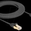 80327 RJ45 flat cable, Cat.6a, S/FTP, braided jacket, 3 m, black