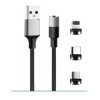 Kabel USB 3w1 Typ-C + mikroUSB + Lightning (iphone)1m srebrny magnetyczny