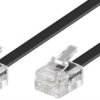 Telephone cable, RJ11 plug, straight to RJ11 plug, straight, CCA, 3 m, black, 50317