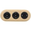 2x Gniazdo Schuko okrągłe + Gniazdo USB A+C 4A czarne z ramką potrójną jasne drewno, montaż podtynkowy, Ceramic Loft