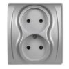 LOGO Gniazdo podwójne bez uziemienia (przesłony torów prądowych) srebrny metalik 7LGP-2p KARLIK