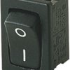 Rocker switch, black, 1 pole, On-Off, off switch, 10 (4) A/250 VAC, 6 (4) A/250 VAC, IP40, unlit, printed, 1801.6115