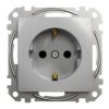 SEDNA DESIGN & ELEMENTS Gniazdo pojedyncze z uziemieniem schuko z przesłonami srebrne aluminium SDD113021 SCHNEIDER ELECTRIC