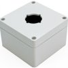 PC push button enclosure, (L x W x H) 89 x 89 x 61 mm, light gray (RAL 7035), IP66, 1554PB1