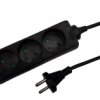 Przedłużacz 3-Gniazdowy, 1,5M Czarny, 2X1,0Mm, Owy / 24223