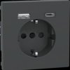 MEG2367-6034 Earthed contact outlet, USB charger, anthracite, System Design