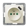 IMPRESJA Gniazdo pojedyncze z uziemieniem z przesłonami torów prądowych z ładowarką USB ecru GP-1YZPUSB/m/27 OSPEL