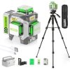 Huepar ZK03CG 3x360° 3D 12 Linii Zielone Laserowe Poziomice z 50-calowym Statywem Tryb Pulsy Samopoziomowanie Zasilanie Power Ba