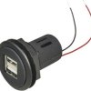 Podwójne gniazdo USB do zabudowy ProCar 67321501, Obciążalność prądu maks.: 5 A, 12 - 5 V, 24 - 5 V