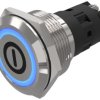 Podświetlany łącznik przyciskowy Chwilowy SPDT średnica wycięcia 22.3mm, montaż panelowy EAO