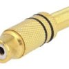 GCINCH-K-AUB-M Gniazdo RCA (cinch) na kabel złocone - z paskiem czarnym - 10 x 43mm