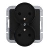 Gniazdo podwójne p/t 2x2P+Z Pearl, 16A, 250V, PT-6 PR, czarny,OR-OE-7706/B
