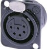 XLR panel socket, 6 pole, silver-plated, 1.0 mm², AWG 18, zinc die casting, NC6FD-L-BAG-1