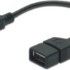 USB 2.0 adapter cable, mini USB plug type B to USB socket type A, 0.2 m, black, AK-300310-002-S