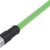 Sensor actuator cable, M12-cable socket, straight to open end, 4 pole, 2 m, PUR, green, 4 A, 77 4530 0000 50704 0200