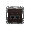Gniazdo komputerowe podwójne RJ45 kat. 5e UTP, wenge, efekt drewna, Sedna Design i Elements SDD181452