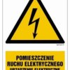 ZNAK - HA028 Pomieszczenie ruchu elektrycznego urządzenie elektryczne napięcie niebezpieczne dla życia 7,5 x 10 cm FN - Folia sa