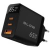Ładowarka USB 65W GaN watomierz, czarna, 2xPD USB-C + QC USB-A; BLOW