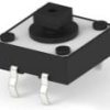Short-stroke pushbutton, Form A (N/O), 50 mA/24 VDC, unlit , actuator (black, L 3.4 mm), 1.56 N, THT, 1437565-5