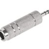 Przejściówka wtyk Jack 3,5mm stereo na gniazdo Jack 6,35mm stereo, metal nikiel