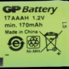 301.17AAAH-C1 NiMh industrial cell from GP, 1.2 V, 1/3AAA 170 mAH, 10.2 x 14.1