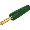 Wtyk bananowy; 4mm; A-BP-4/G/G; zielony; 46mm; przykręcany; 5A; brąz złocony