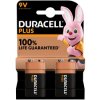 Duracell Plus MN1604B2 PP3 9V Alkaline Batteries - Pack of 2