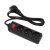Przedłużacz z wyłącznikiem ECONOMIC 3-gniazda z/u 1,5m /H05VV-F 3x1/ czarny EPS-301,5W-2