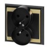 Gniazdo podwójne p/t 2x2P+Z Luna, 16A, 250V, PT-6LR, czarny/złoty,OR-OE-7606/BC