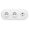 2x Gniazdo Schuko okrągłe + Gniazdo USB A+C 4A z ramką potrójną, białe, montaż podtynkowy, Ceramic Loft