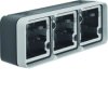 W.1 Adapter natynkowy 3-kr poziomy 2 wejścia, IP55, szary WNA683