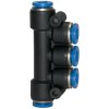T multiple distributor, 10 bar, plastic/brass, nickel-plated, for hose, 109871
