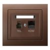 KIER Gniazdo komputerowo-telefoniczne RJ 45 kat.5e (8-stykowe) + RJ 11 (6-stykowe) brązowy metalik GPKT-W/K/52 OSPEL