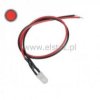 Dioda LED 5mm 12V DC czerwona matowa; przewód 20cm
