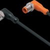 Sensor actuator cable, M12 cable plug, angled, A to M12 cable socket, angled, A, 4 pole/5 pole, 0.3 m, PUR, black, 4 A, EVC035