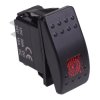 Red illuminated Off-(On) Momentary Automotive Rocker Switch DPST 10A 12-24V IP68