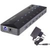 Renkforce RF-3806034 7-Port USB 3.0 Hub with Quick-Charge Ports and LEDs Black