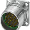Flange plug, M23, 16 pole, crimp connection, standard/ONECLICK quick locking system, straight, 1681133