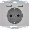 K.5 Gniazdo schuko z gniazdem ładowania USB 2,4 A samozaciski stal szlachetna 48037004 HAGER