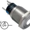 Przycisk chwilowy 19mm LED punkt biały 12V